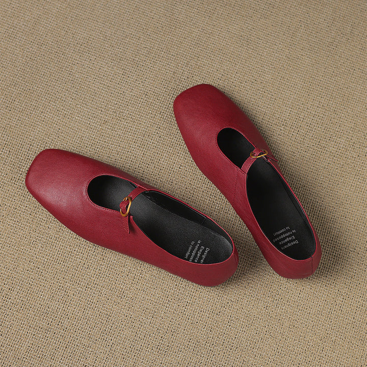 Women's High Vamp Leather Mary Jane Flats – Elspeth