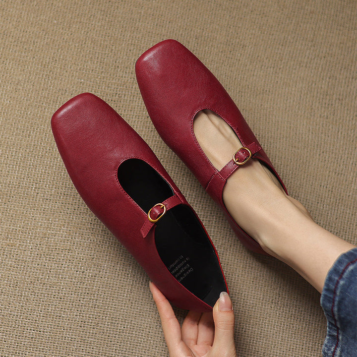 Women's High Vamp Leather Mary Jane Flats – Elspeth