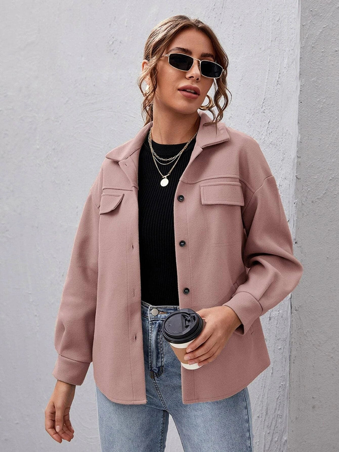 Women's shacket Minnie in Pink – front view