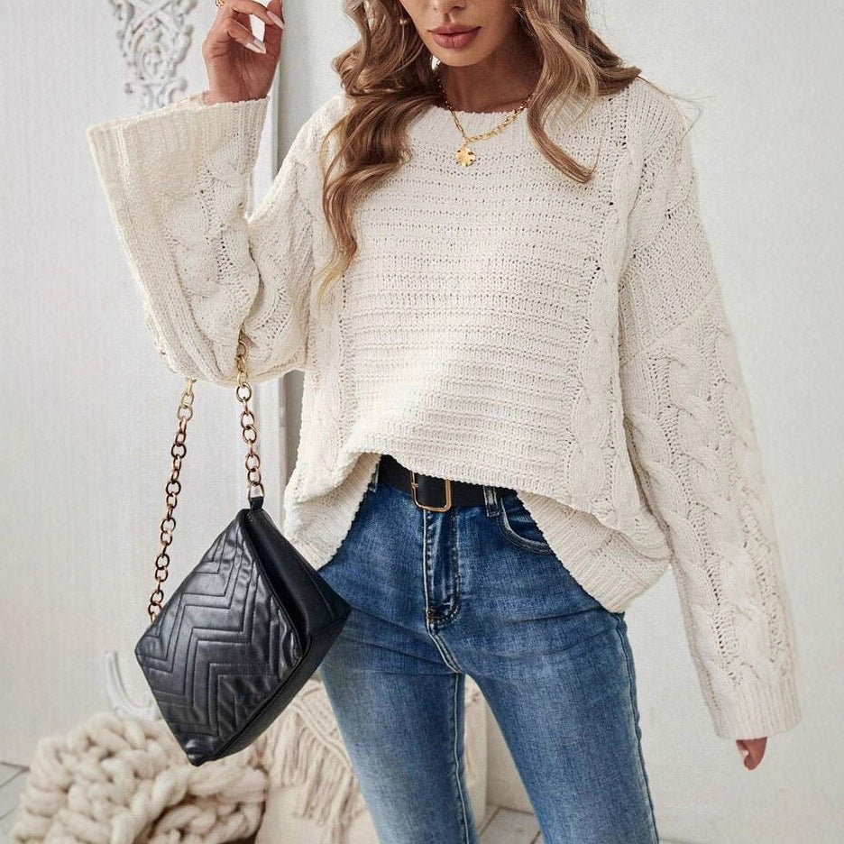 Women's cable knit jumper Libby in Cream – sleeve detail