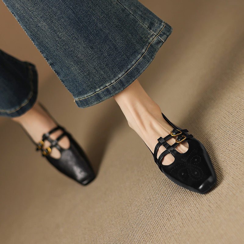 Women's Double Strap Brogue Mary Jane Flats – Ceyla