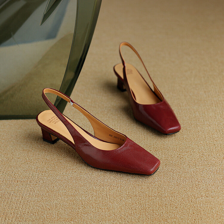 Women's Leather Slingback Block Heels – Ersa
