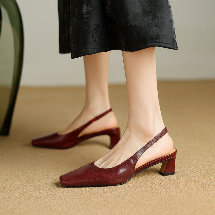 Women's Leather Slingback Block Heels – Ersa