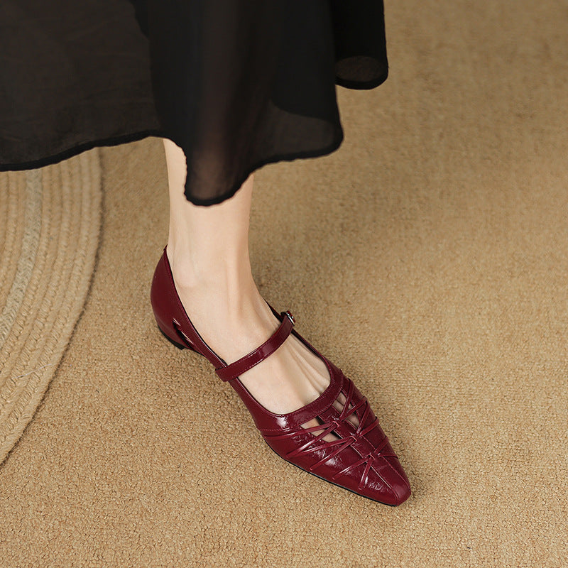 Women's Pointed Cut-Out Mary Jane Flats – Quenby