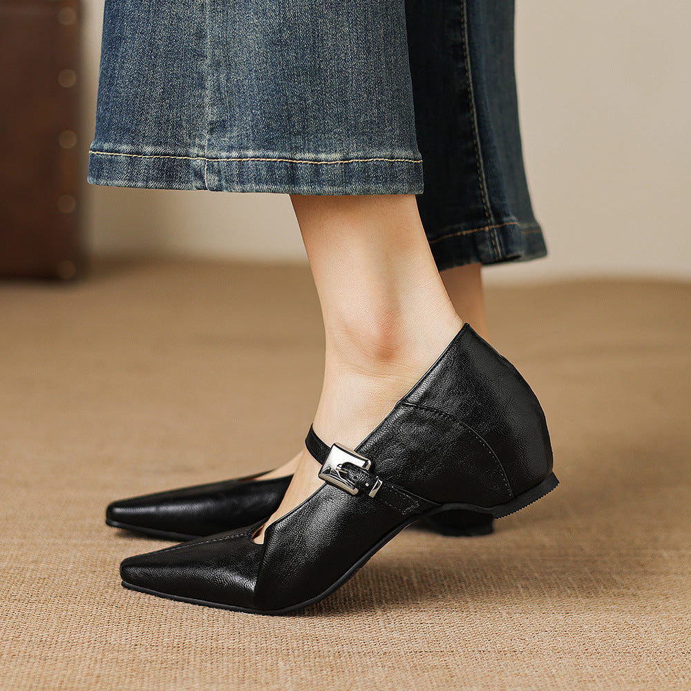 Women's Pointed Toe Leather Mary Janes – Tamsin