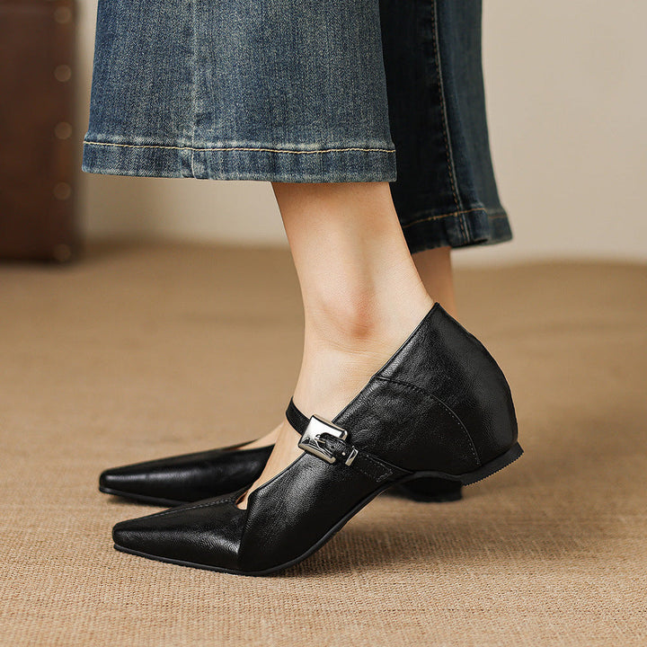 Women's Pointed Toe Leather Mary Janes – Tamsin