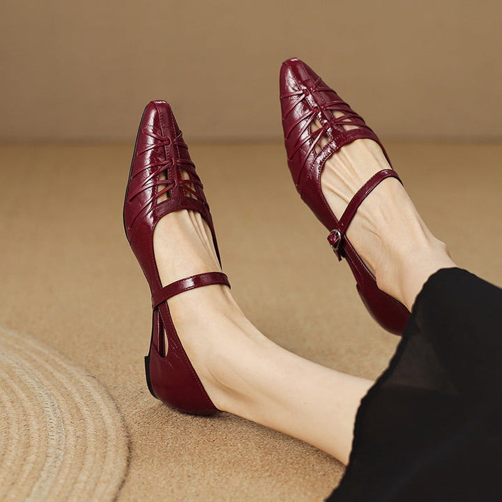 Women's Pointed Cut-Out Mary Jane Flats – Quenby