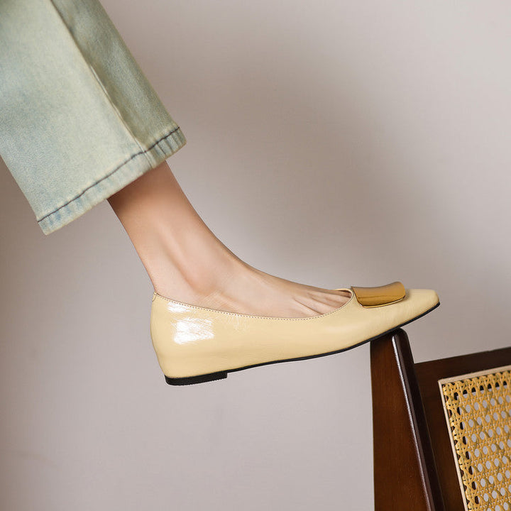 Women's Leather Pointed Flats with Buckle – Lorea