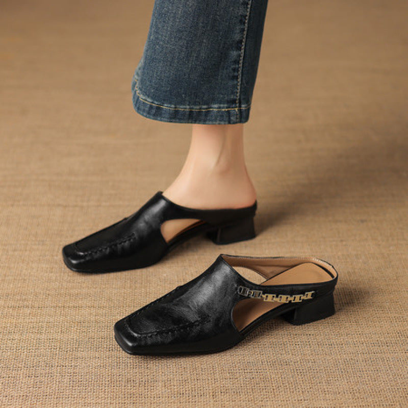 Women's Leather Cut-Out Mules – Vyla