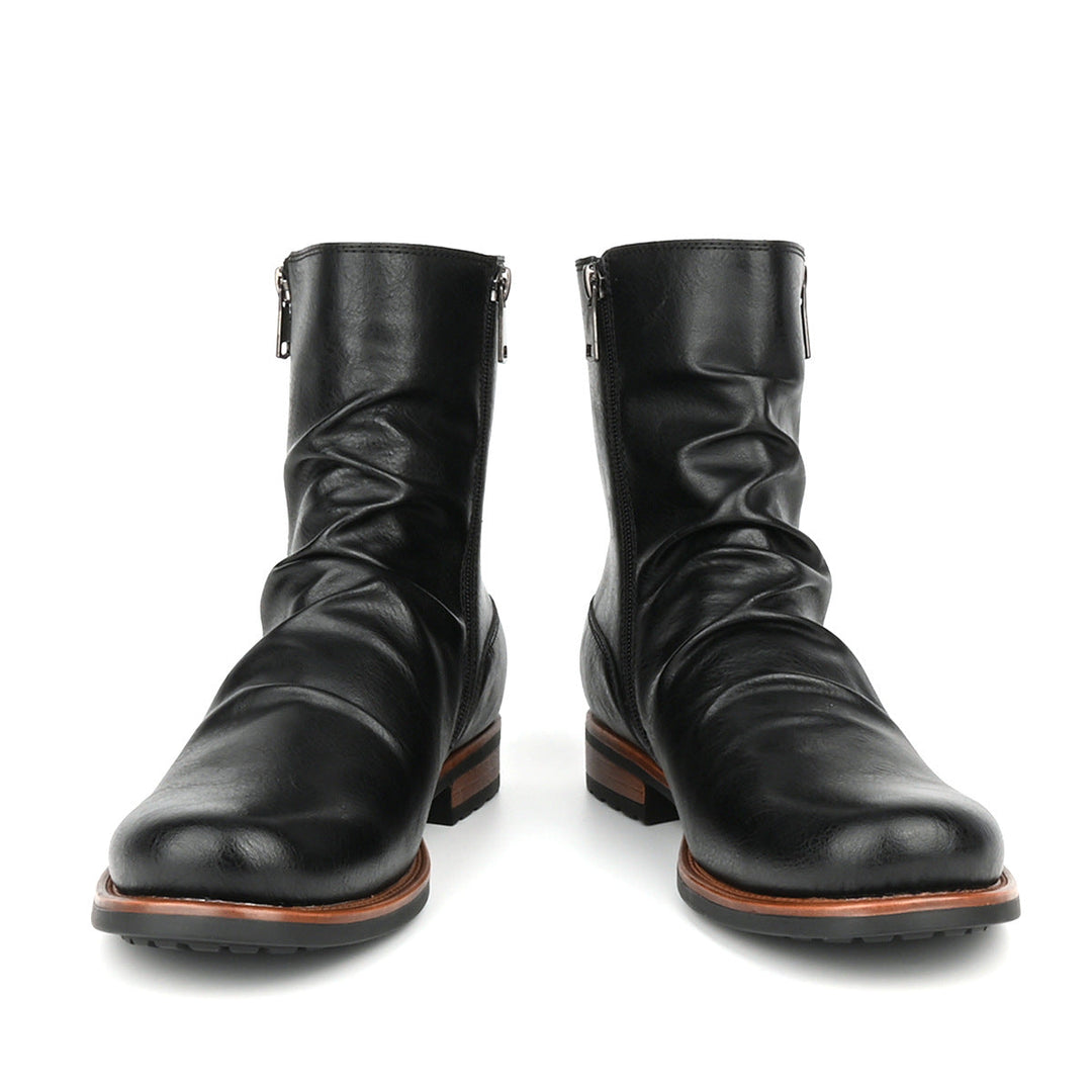 Men's slouch side-zip boots Nobu in Black – front view of pair