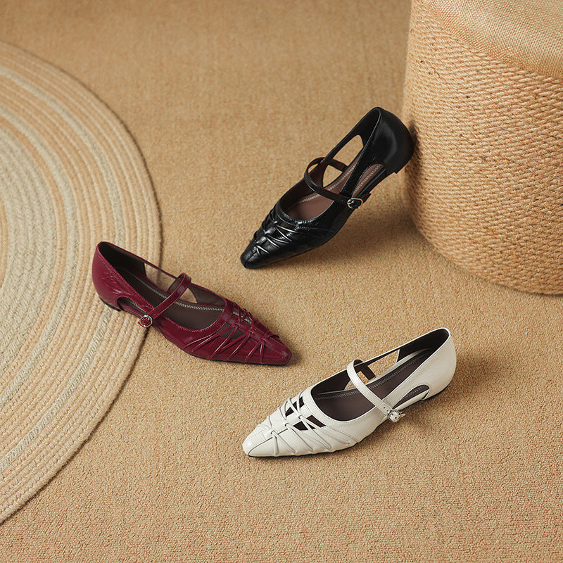 Women's Pointed Cut-Out Mary Jane Flats – Quenby
