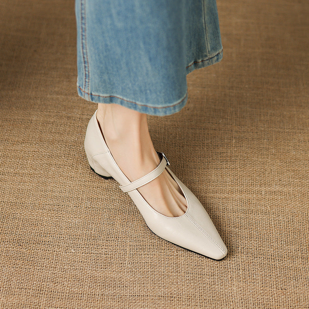 Women's Pointed Toe Leather Mary Janes – Tamsin