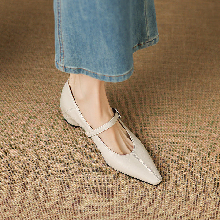 Women's Pointed Toe Leather Mary Janes – Tamsin