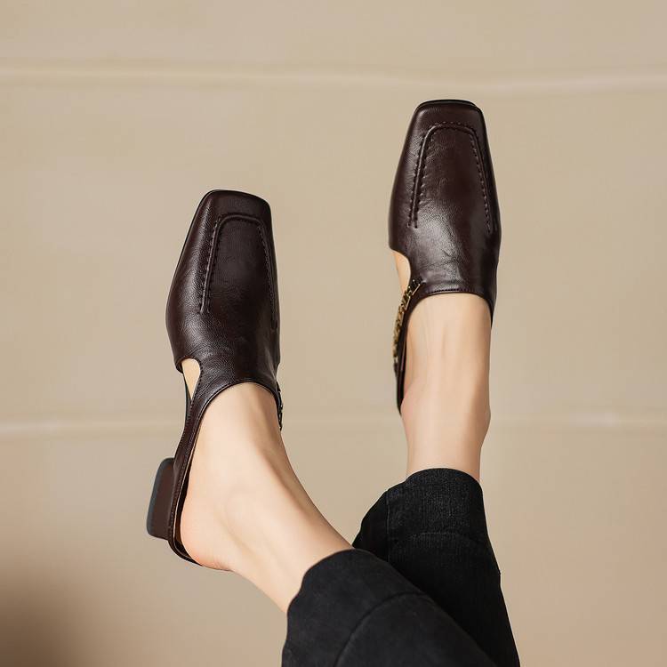 Women's Leather Cut-Out Mules – Vyla
