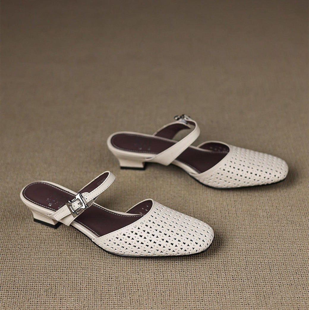 Women's Woven Leather Mules with Strap – Nilda