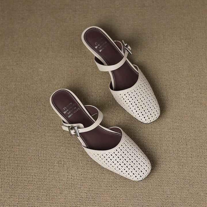 Women's Woven Leather Mules with Strap – Nilda