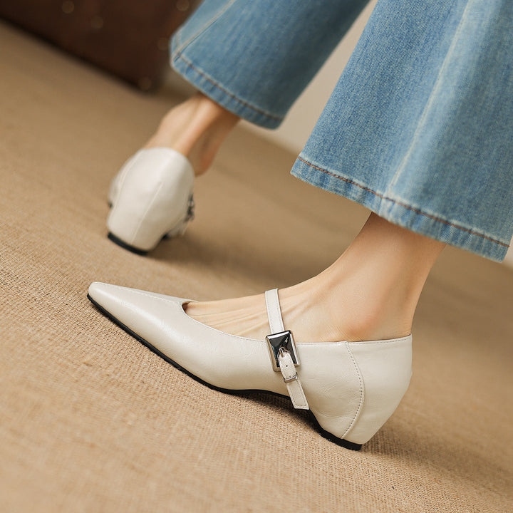 Women's Pointed Toe Leather Mary Janes – Tamsin