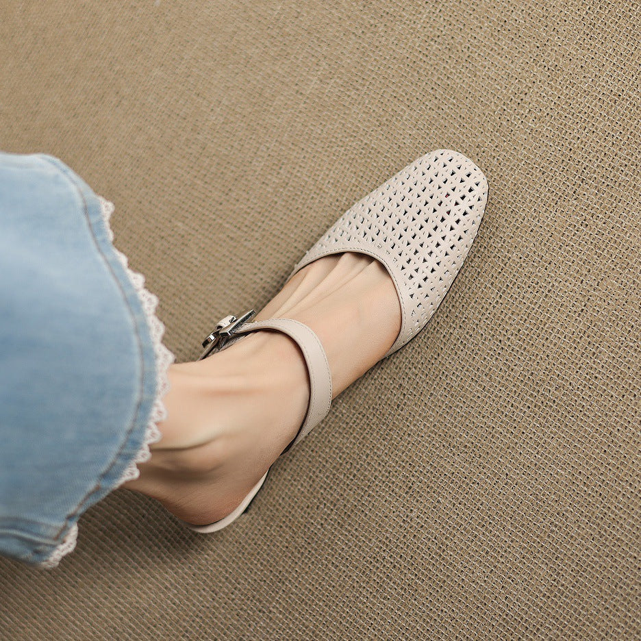 Women's Woven Leather Mules with Strap – Nilda