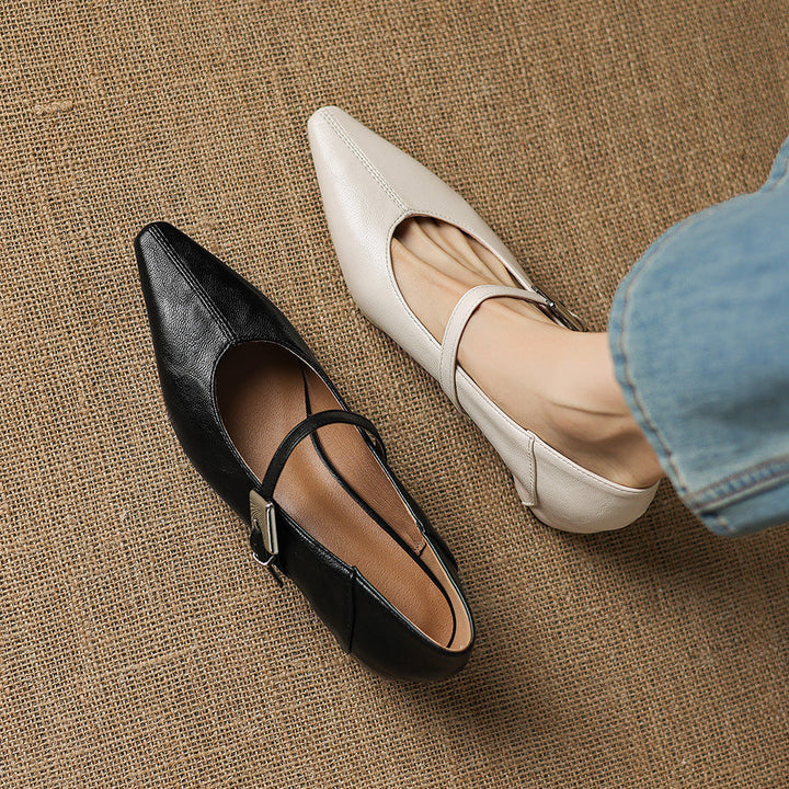 Women's Pointed Toe Leather Mary Janes – Tamsin