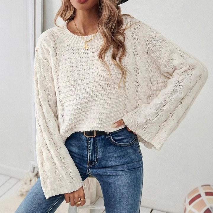 Women's cable knit jumper Libby in Cream – front view