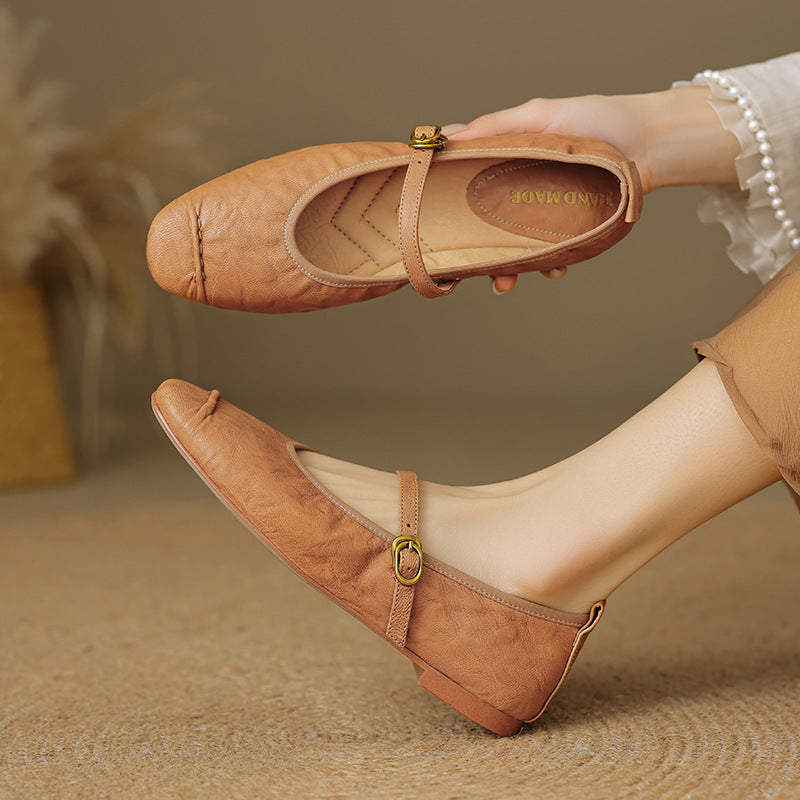 Women's Leather Mary Jane Flats – Wani