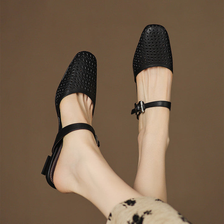 Women's Woven Leather Mules with Strap – Nilda