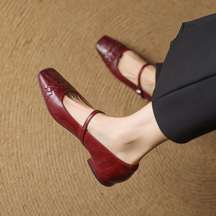 Women's Square Toe Leather Mary Jane Flats – Verity