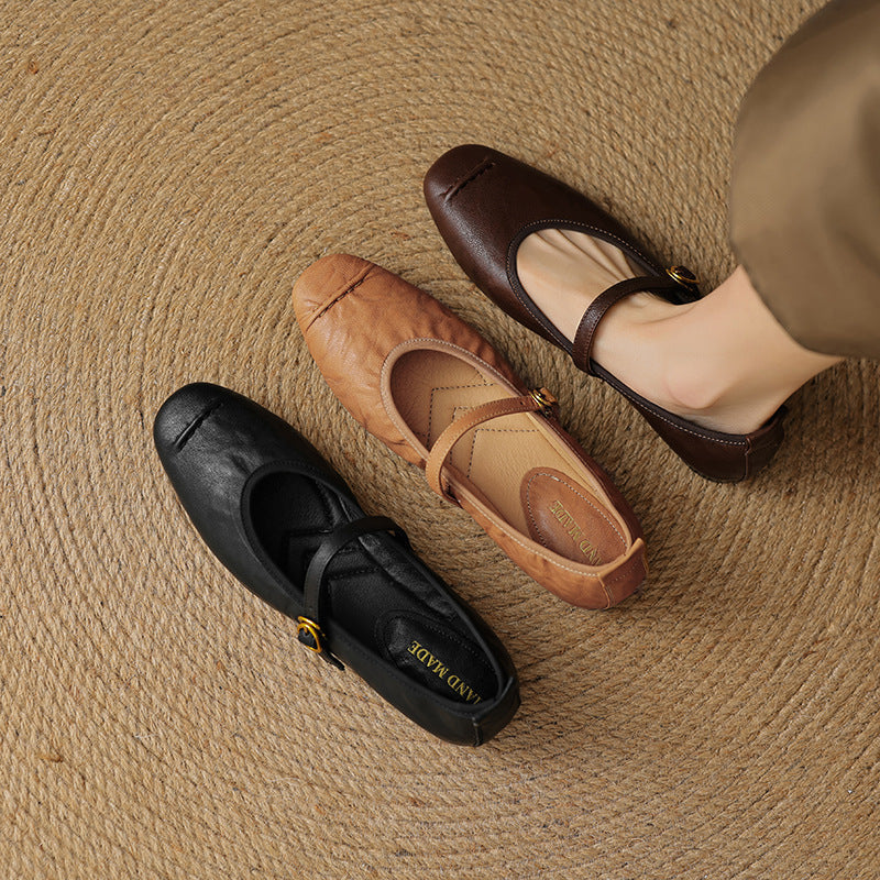 Women's Leather Mary Jane Flats – Wani
