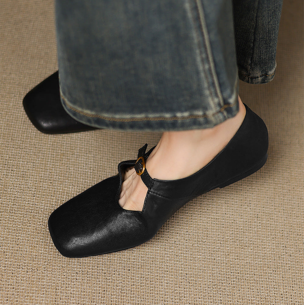 Women's High Vamp Leather Mary Jane Flats – Elspeth