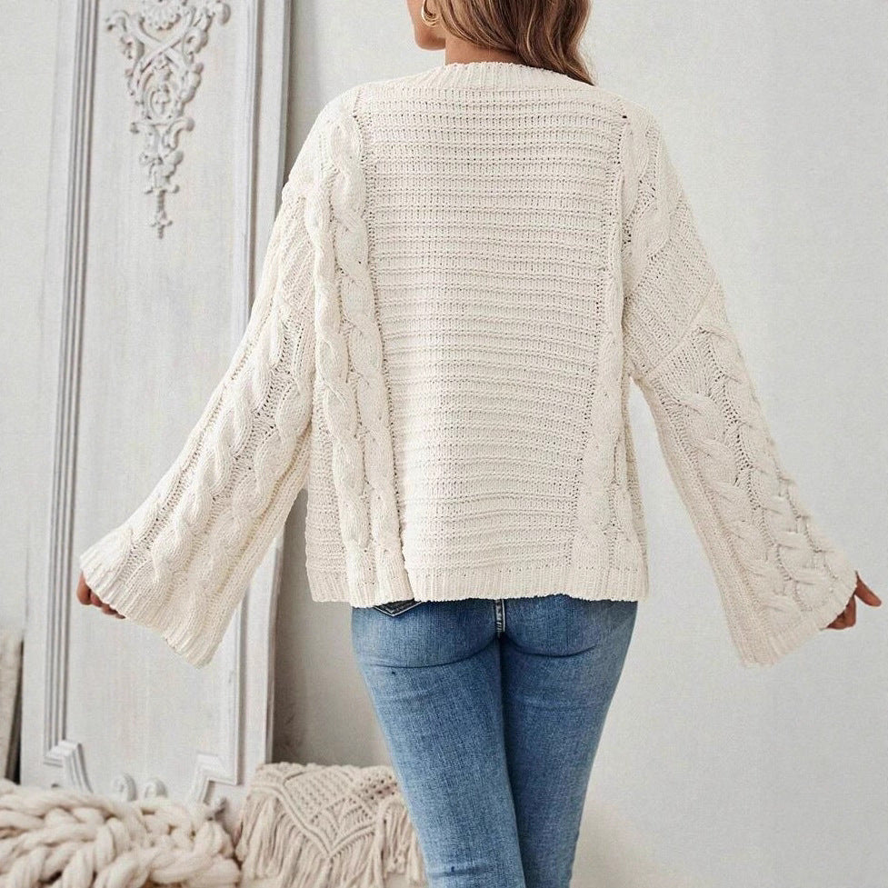 Women's cable knit jumper Libby in Cream – back view