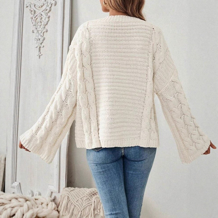 Women's cable knit jumper Libby in Cream – back view