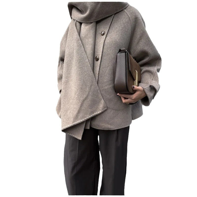 Women's scarf jacket Isobelle in Khaki – front view cut-out