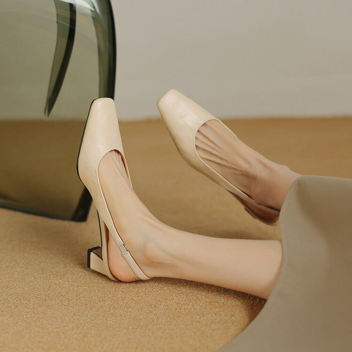 Women's Leather Slingback Block Heels – Ersa