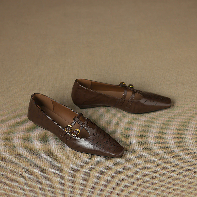 Women's Double Strap Brogue Mary Jane Flats – Ceyla