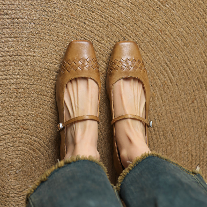 Women's Square Toe Leather Mary Jane Flats – Verity