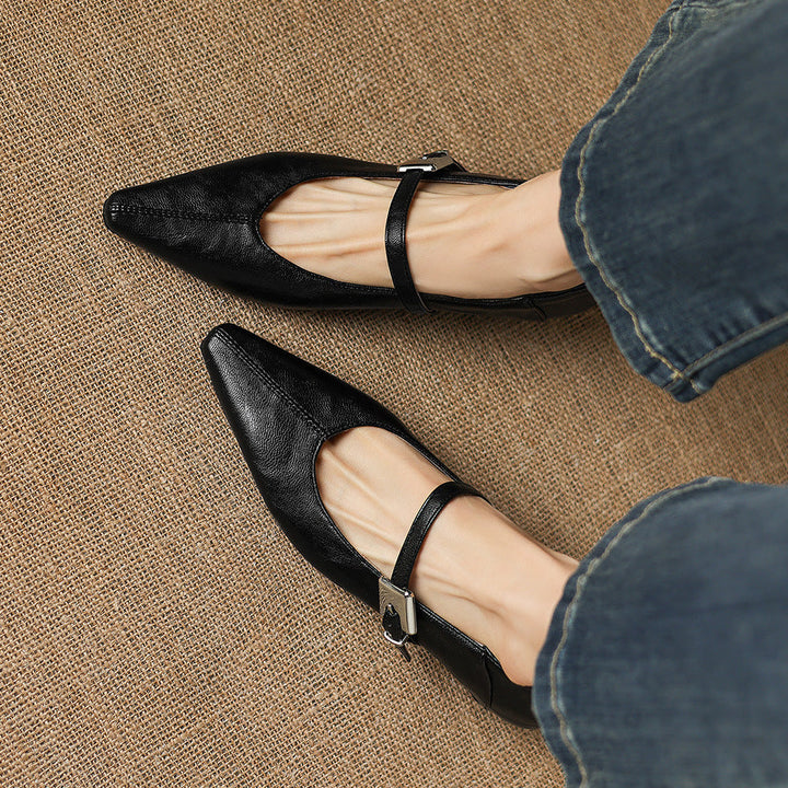 Women's Pointed Toe Leather Mary Janes – Tamsin