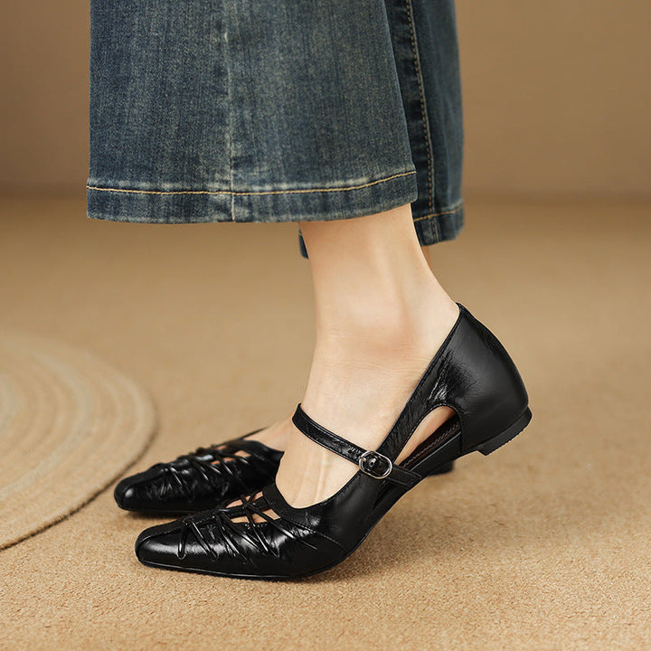 Women's Pointed Cut-Out Mary Jane Flats – Quenby