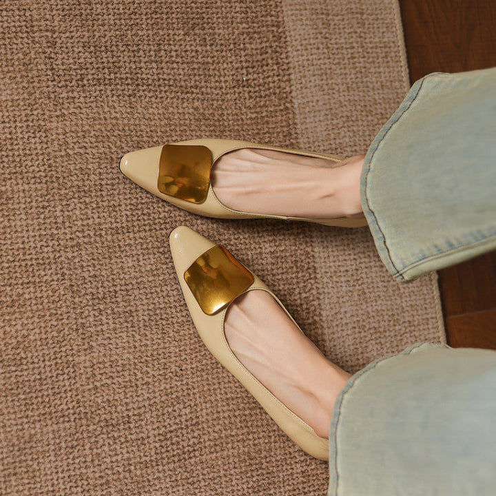 Women's Leather Pointed Flats with Buckle – Lorea