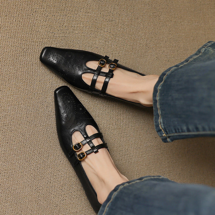 Women's Double Strap Brogue Mary Jane Flats – Ceyla