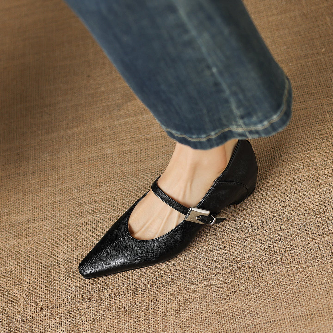 Women's Pointed Toe Leather Mary Janes – Tamsin