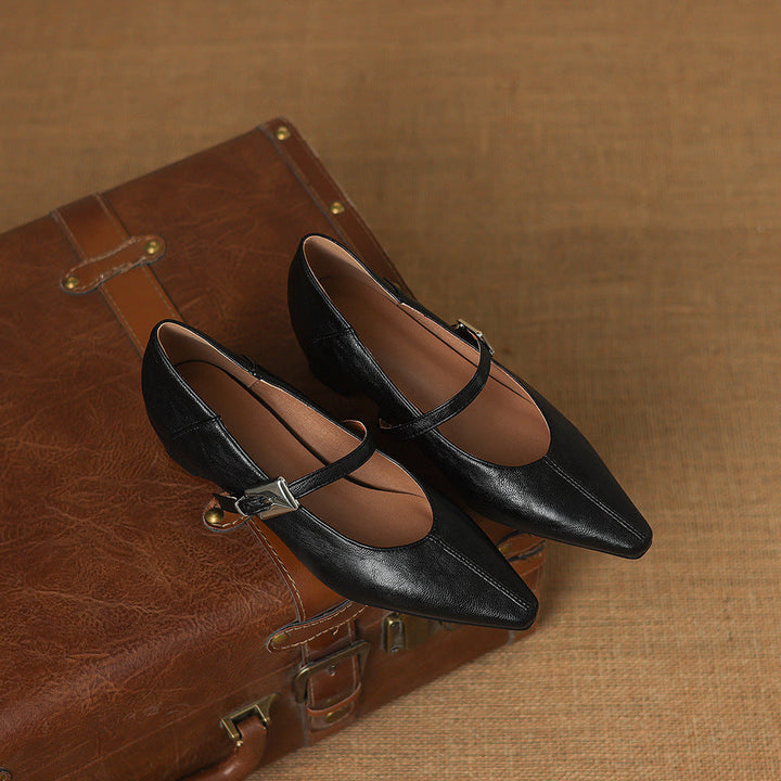 Women's Pointed Toe Leather Mary Janes – Tamsin