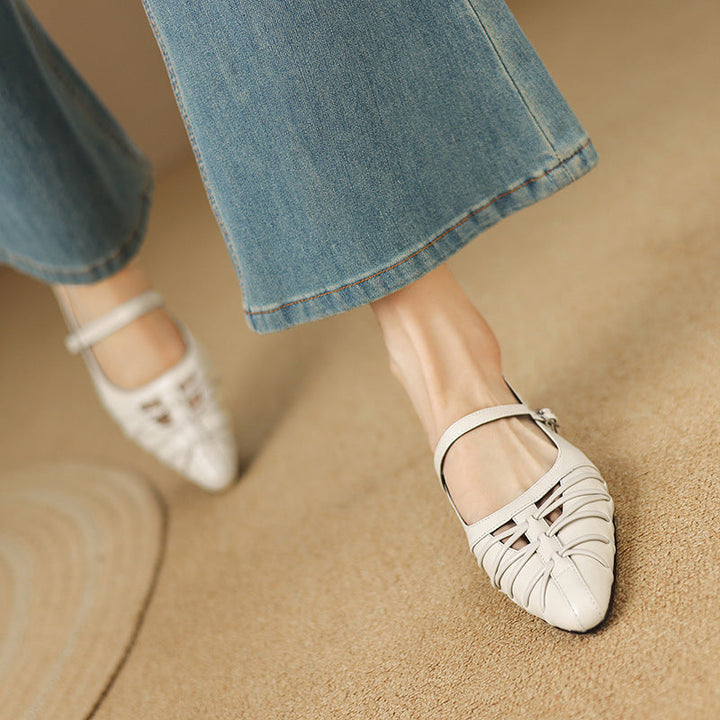 Women's Pointed Cut-Out Mary Jane Flats – Quenby
