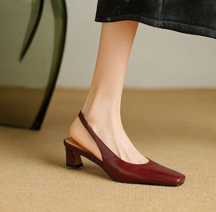Women's Leather Slingback Block Heels – Ersa