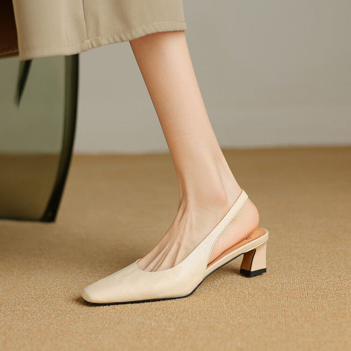 Women's Leather Slingback Block Heels – Ersa