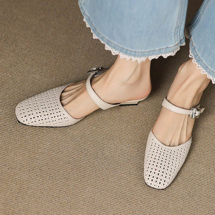 Women's Woven Leather Mules with Strap – Nilda
