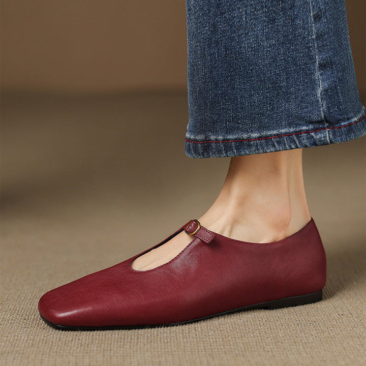 Women's High Vamp Leather Mary Jane Flats – Elspeth