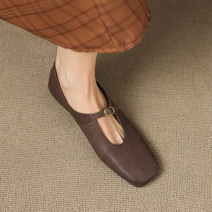 Women's High Vamp Leather Mary Jane Flats – Elspeth