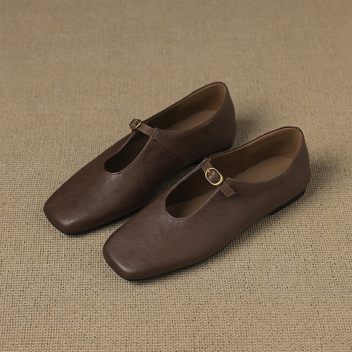 Women's High Vamp Leather Mary Jane Flats – Elspeth
