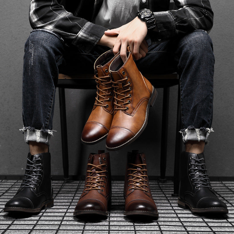 Men's toe-cap lace-up boots Christian – all colours worn and held by model