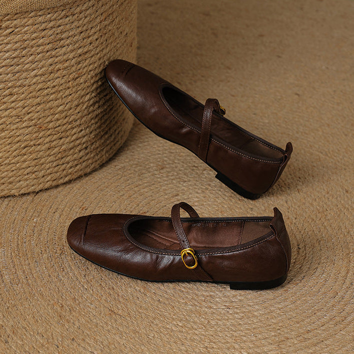 Women's Leather Mary Jane Flats – Wani